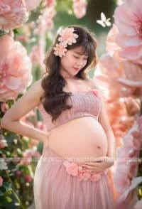 Set áo cúp có mút đính hoa kèm chân váy tơ dáng dàng siêu phồng chụp bầu đi tiệc tại Đà Nẵng size L
