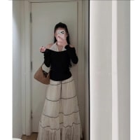 Set áo Yếm Nữ Phối Trễ Vai Dài Tay Chất Zip mix chân váy dáng dài đi tiệc tại Đà Nẵng size M