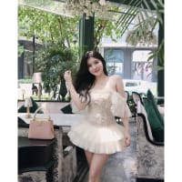 Đầm cánh tiên tay loe tùng xòe tôn dáng dáng ngắn đi tiệc tại Đà Nẵng size M