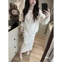 Set hoa thô boil mix chân váy dài mùa hè sang trong nữ đi tiệc tại Đà Nẵng size M