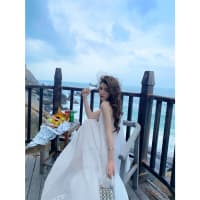 Maxi trắng không hở lưng xếp ly thanh lịch đi chơi đi biển đi tiệc tại Đà Nẵng size M