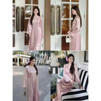 Áo dài hồng cổ ngọc vải thêu đi tiệc tại Đà Nẵng size M