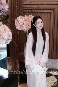 Áo dài hồng kim sa đi tiệc tại Đà Nẵng size M