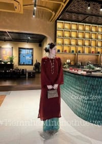 Áo dài đỏ cổ ngọc tằm đi tiệc tại Đà Nẵng size M