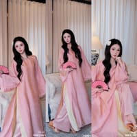 Áo dài tằm hồng 4 tà HAH đi tiệc tại Đà Nẵng size M