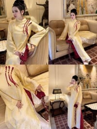 áo dài tằm vàng 4 tà HAH đi tiệc tại Đà Nẵng size M