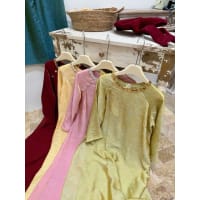 Set Áo Dài Gấm Cổ Thêu Kim Sa, Kèm Quần Ánh Vàng Kim Cao Cấp VÀNG/ CỐM/ HỒNG/ĐỎ đi tiệc tại Đà Nẵng size M