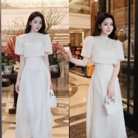 Set đầm dự tiệc thiết kế , váy tơ 2 dây kèm áo choàng đính hoa cao cấp đi tiệc tại Đà Nẵng size M