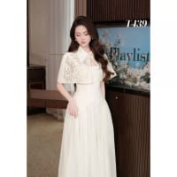 Set Váy Dự Tiệc Dáng Dài Cao Cấp Váy 2 Dây Dáng Xòe Phối Áo Choàng Ren Tiểu Thư Sang Chảnh dáng dài đi tiệc tại Đà Nẵng size M