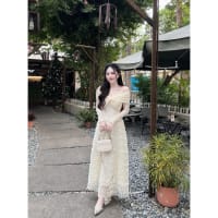 Set Dự Tiệc Trễ Vai Sang Trọng – Áo Ôm Quyến Rũ + Váy Dài Ren Cao Cấp đi tiệc tại Đà Nẵng size M