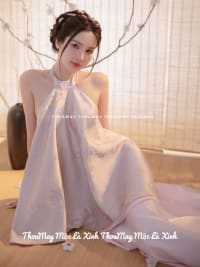 Áo yếm hồng 2 lớp gấm kim tuyến mix chân váy xinh đi tiệc tại Đà Nẵng size M