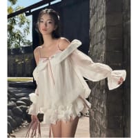 Set Váy Bánh Bèo Chất Liệu Tơ Nến bèo nhún mix quần bí xinh đi tiệc tại Đà Nẵng size M