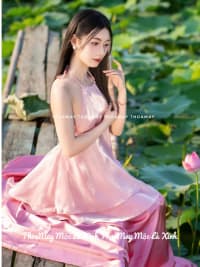 Set Áo yếm tết von tơ sống màu hồng mix chân váy dáng dài xòe đi tiệc tại Đà Nẵng size M