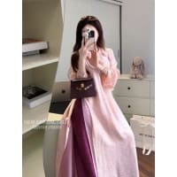 Áo dài hồng tằm đính hoa quần tím đi tiệc tại Đà Nẵng size M