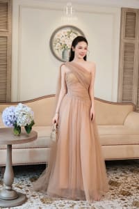 Váy nude Châu Hy đính kim sa sang trọng tiệc cưới đi tiệc tại Đà Nẵng size M