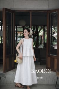 Set áo tay hến và chân váy BAOBOI đi tiệc tại Đà Nẵng size M