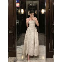 Đầm chấm bi cổ vuông tôn eo phù hợp đi tiệc, dạo phố đi tiệc tại Đà Nẵng size M