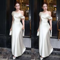 Váy Lụa Đầm Dự Tiệc Cưới Lệch Vai Dây Thắt Được Nhiều Kiểu Nữ đi tiệc tại Đà Nẵng size M