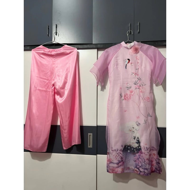 Áo dài cách tân tơ oganza 4 tà đẹp dự tiệc cao cấp đẹp sang chảnh hàng thiết kế cao cấp đi tiệc tại Đà Nẵng size M