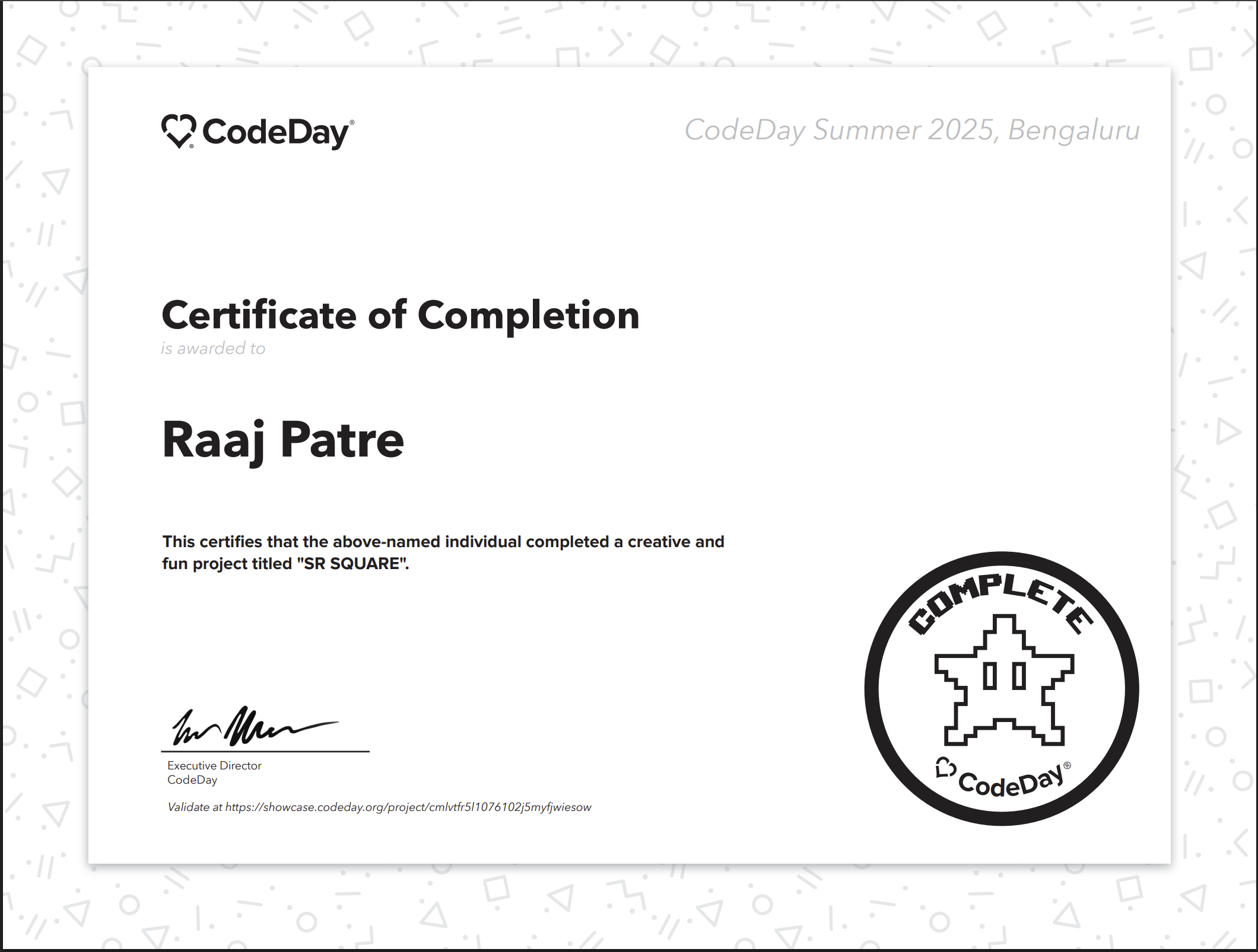 Certificate Of Completion