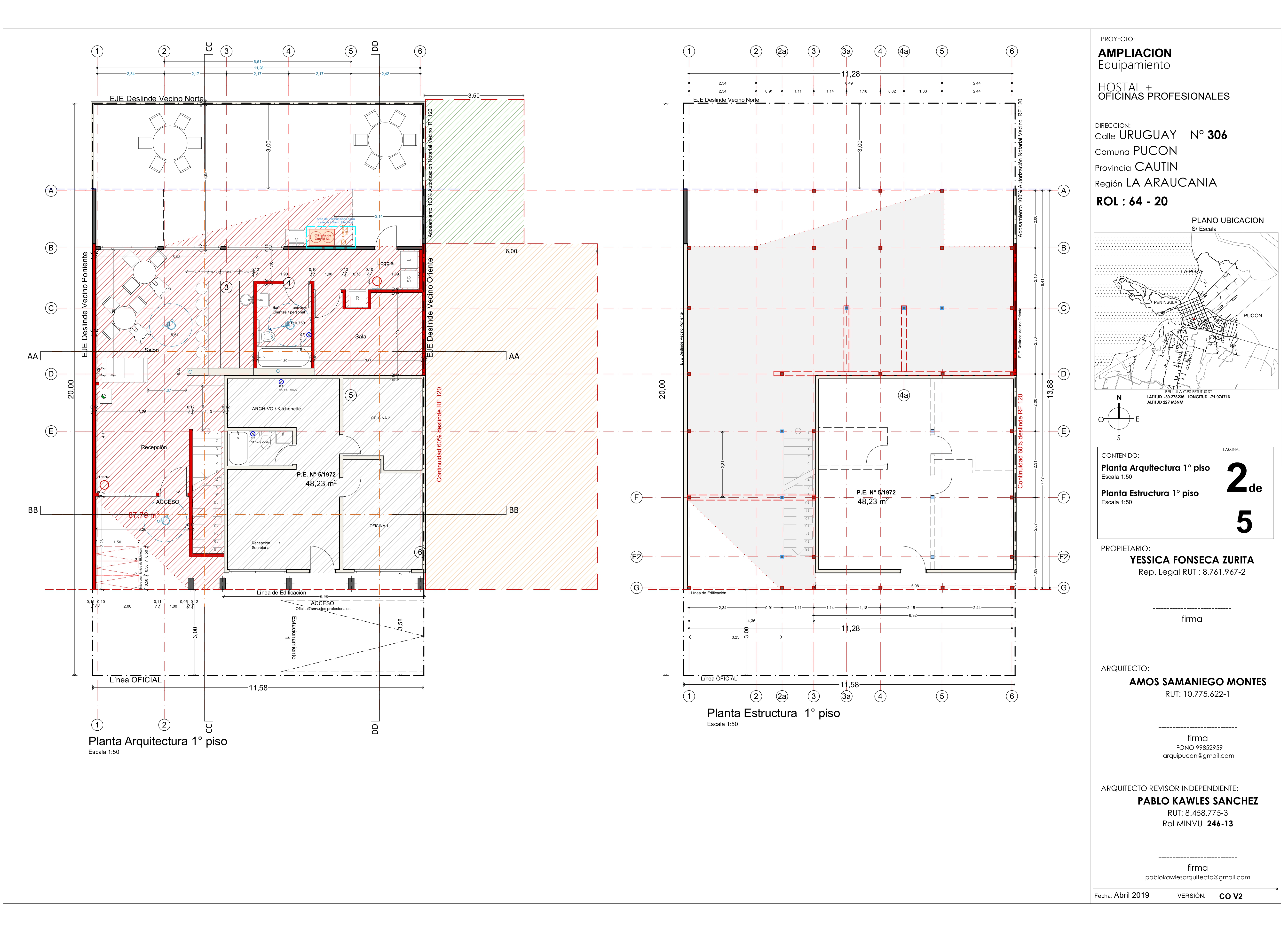 Plano arquitectónico Uruguay 306 — detalles constructivos
