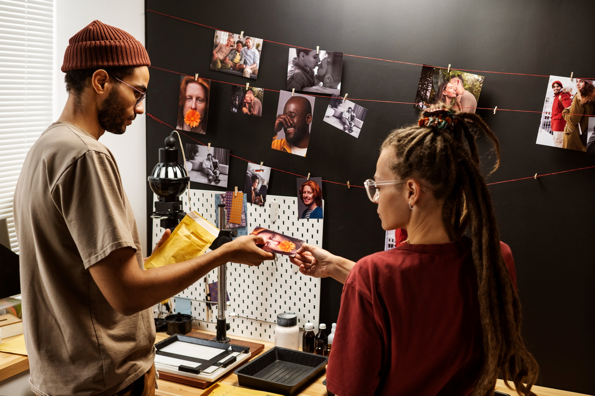 Dramatic portrait in neon lighting