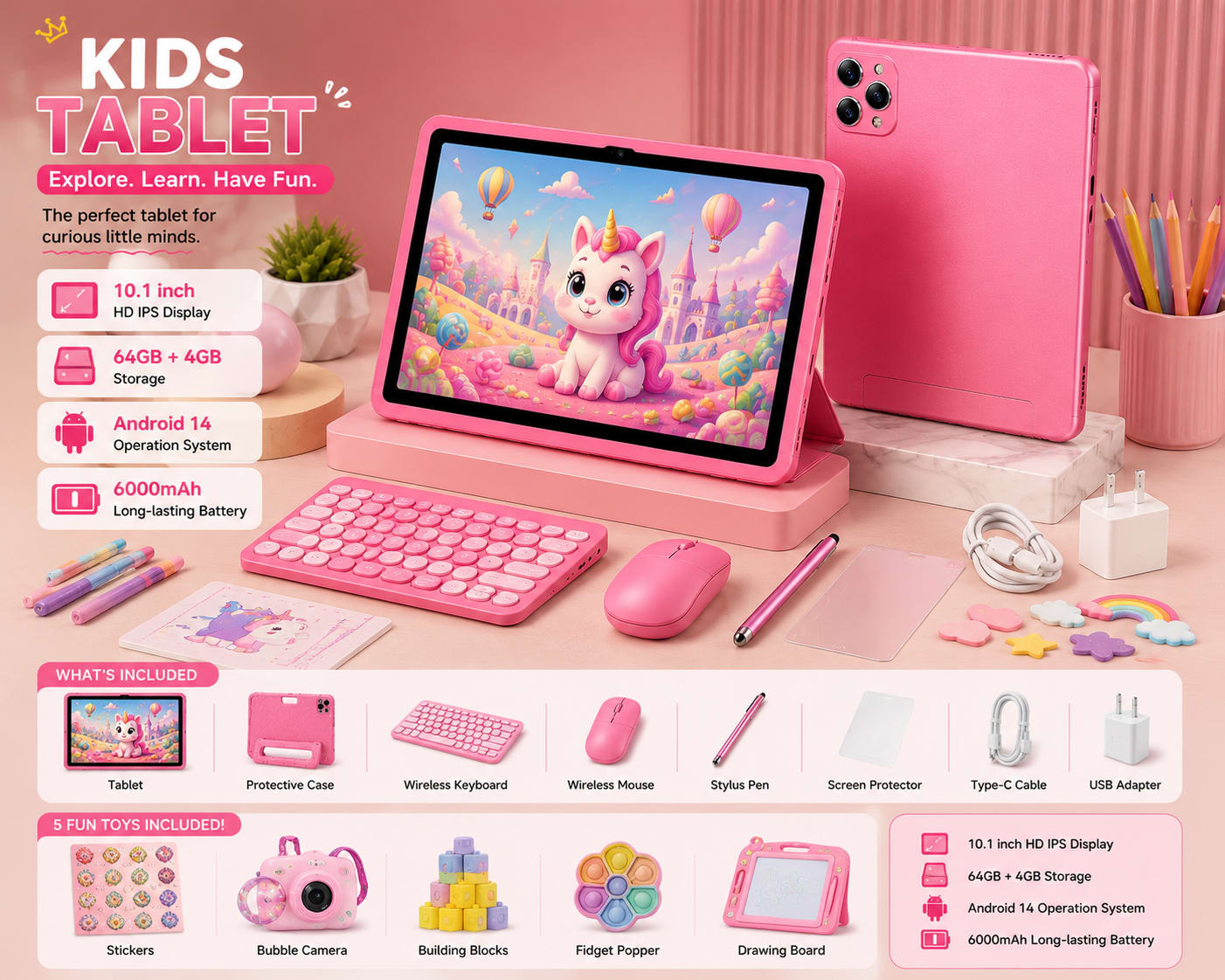 Kidzo PRO 10.1" Android 14 Kids Tablet (64GB + 4GB) - Image 4