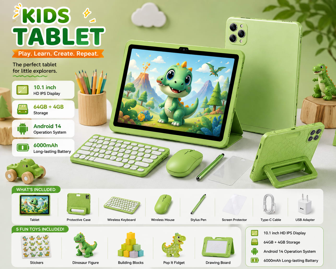 Kidzo PRO 10.1" Android 14 Kids Tablet (64GB + 4GB) - Image 5