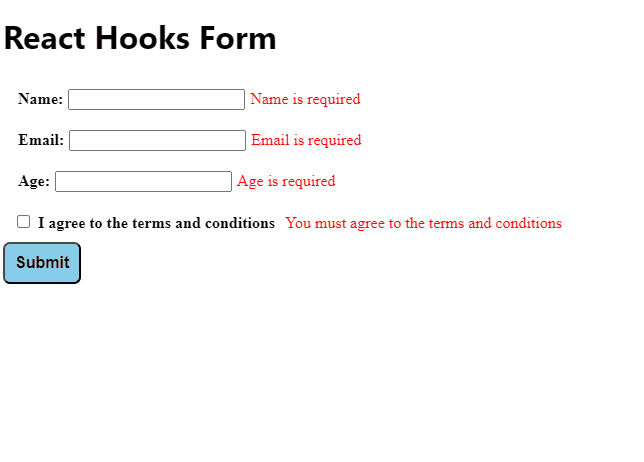 working demo of react-hook-form