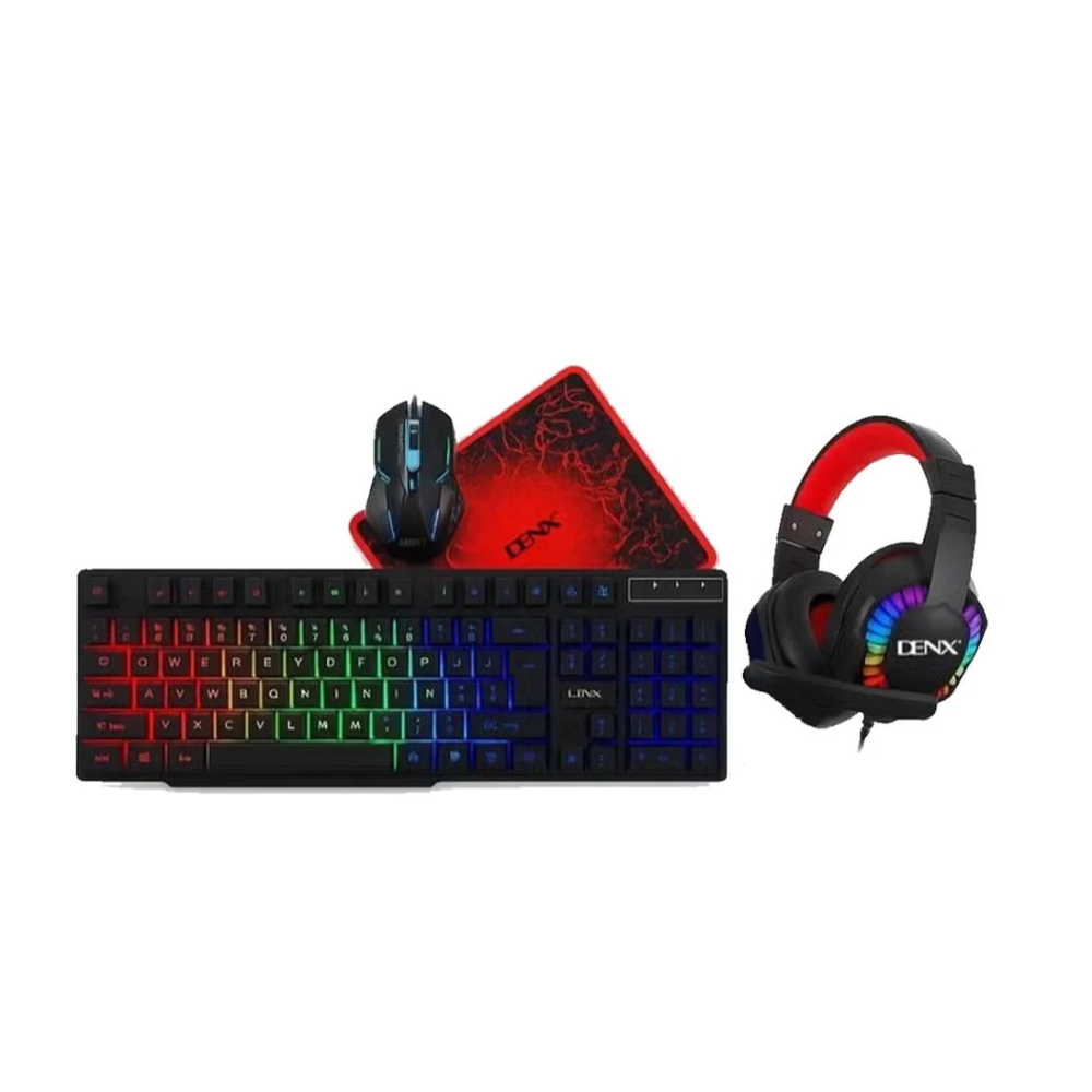 Denx DX3625 4-in-1 Gaming Combo – Klaviatura + Maus + Qulaqlıq + Mousepad