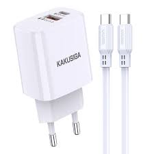 KSC-925 XIAOGU PD20W+QC3.0 dual port smart charger set (EU)(Type-C-Type-C)
