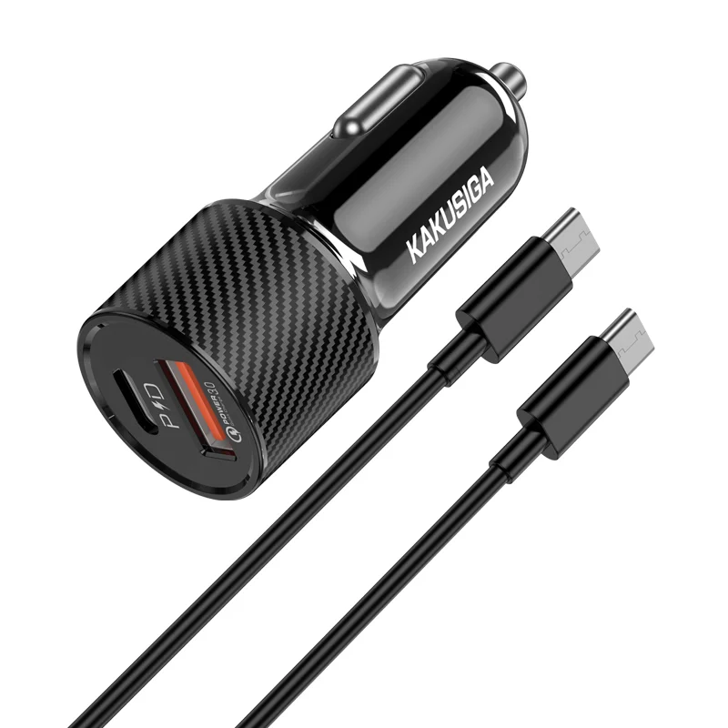 KSC-678 RUILIAN PD20W+QC3.0 car charger set (Type-C to Type-C)
