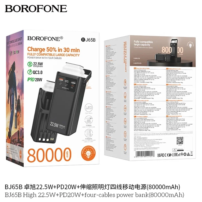 Borofone BJ65B Black 80.000 mah