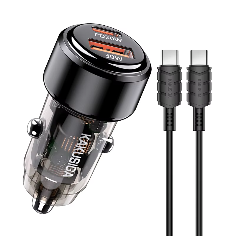 KSC-1176 LONGPAN dual-port 60W (1C1A) car charger (Type-C to Type-C)