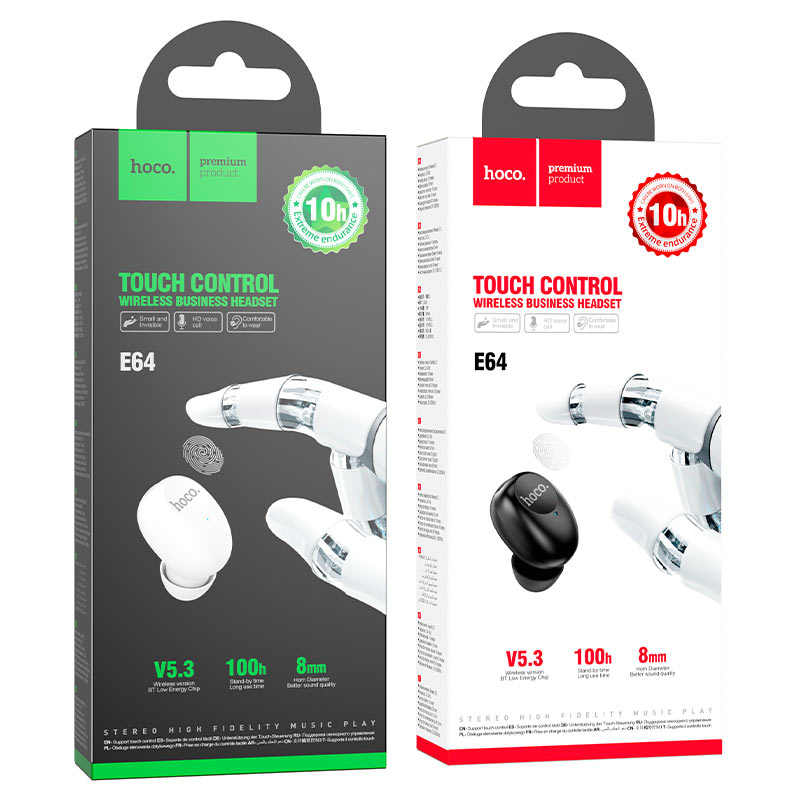 Hoco E64 Black – Simsiz Bluetooth Qulaqlıq, Mini Dizayn, Uzun Batareya