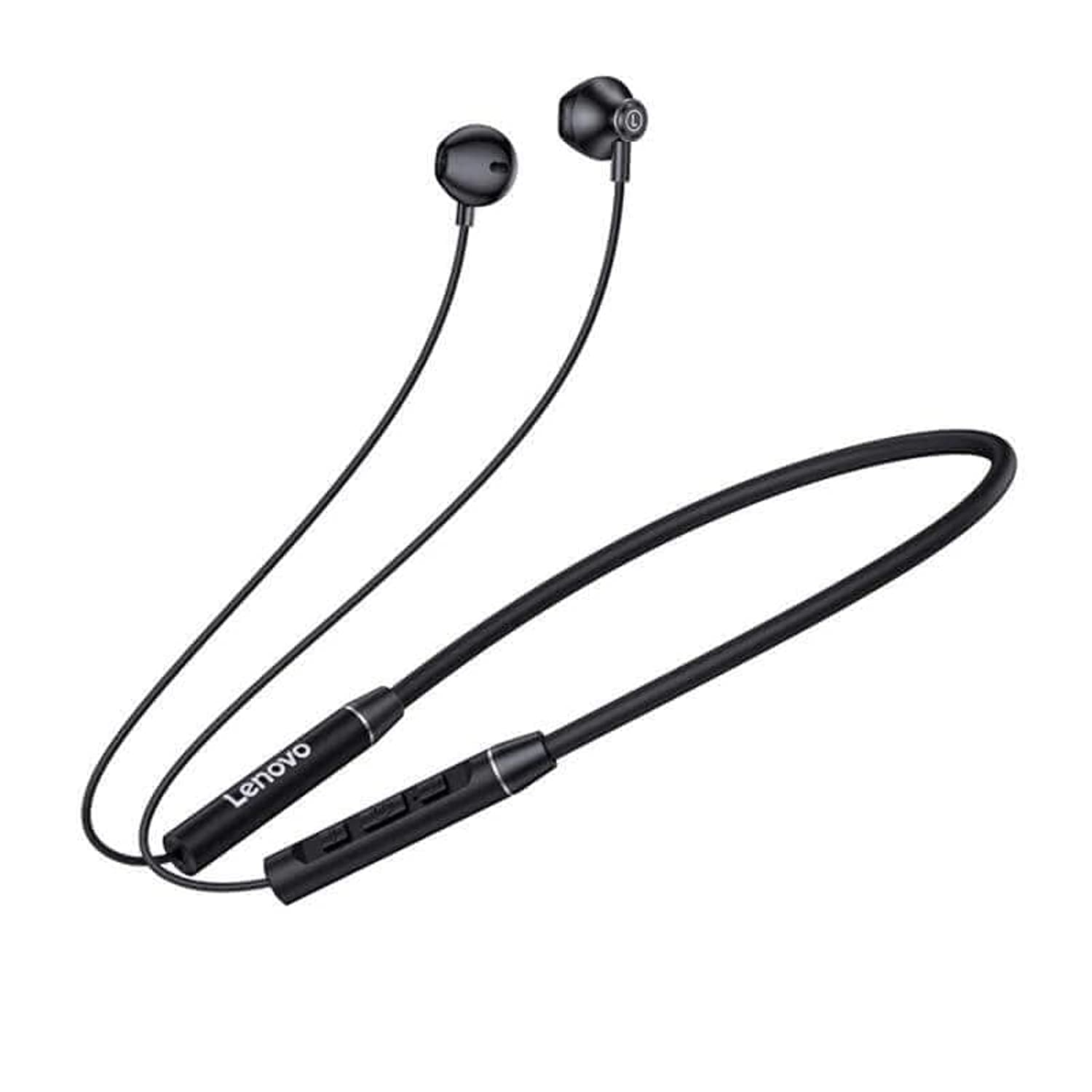 Lenovo QE08 Black – Boyunlu Simsiz Bluetooth Qulaqlıq, Güclü Batareya