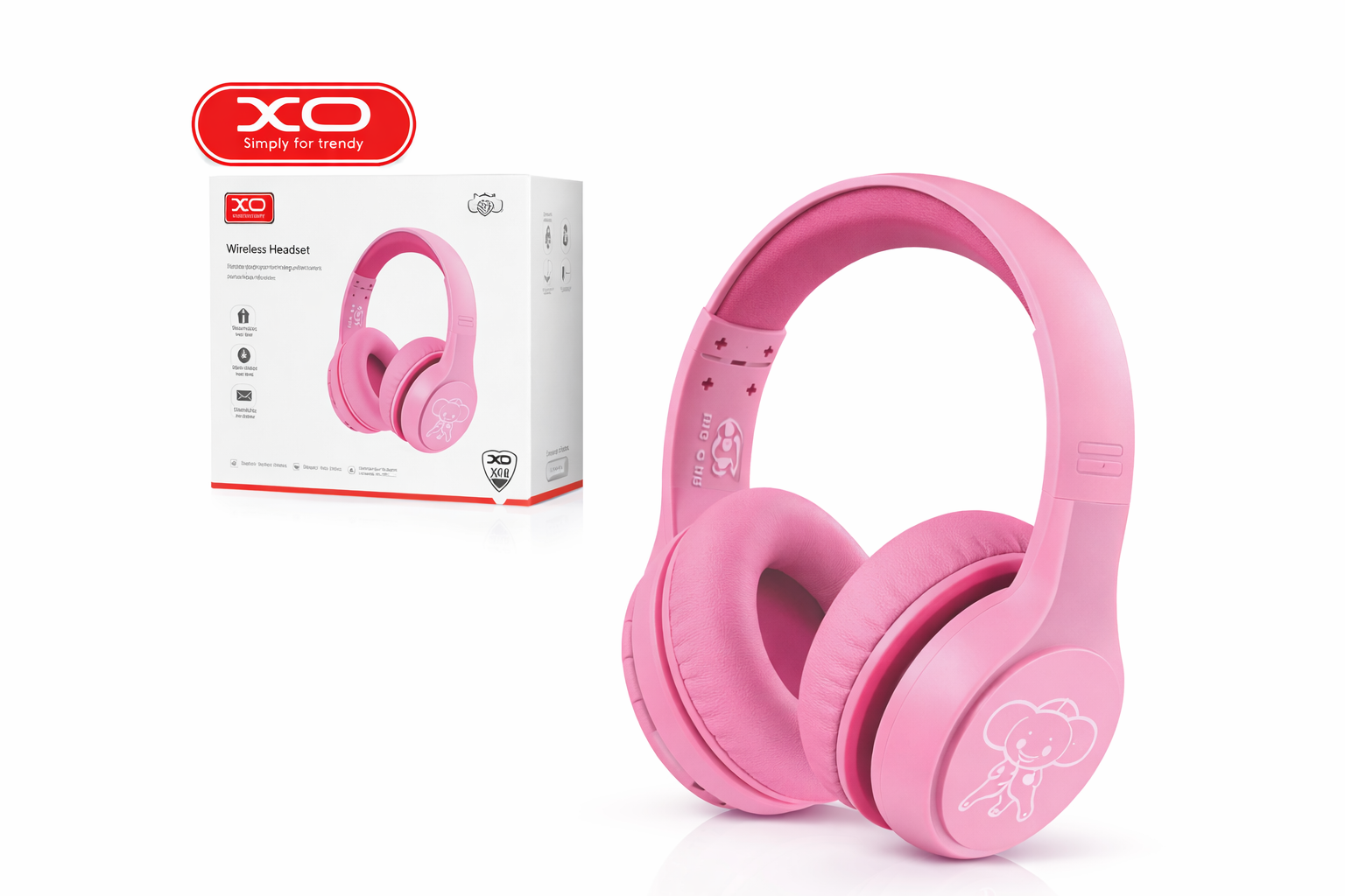 XO BE26 Pink – Simsiz Bluetooth Qulaqlıq, Over-Ear, Uşaqlar üçün