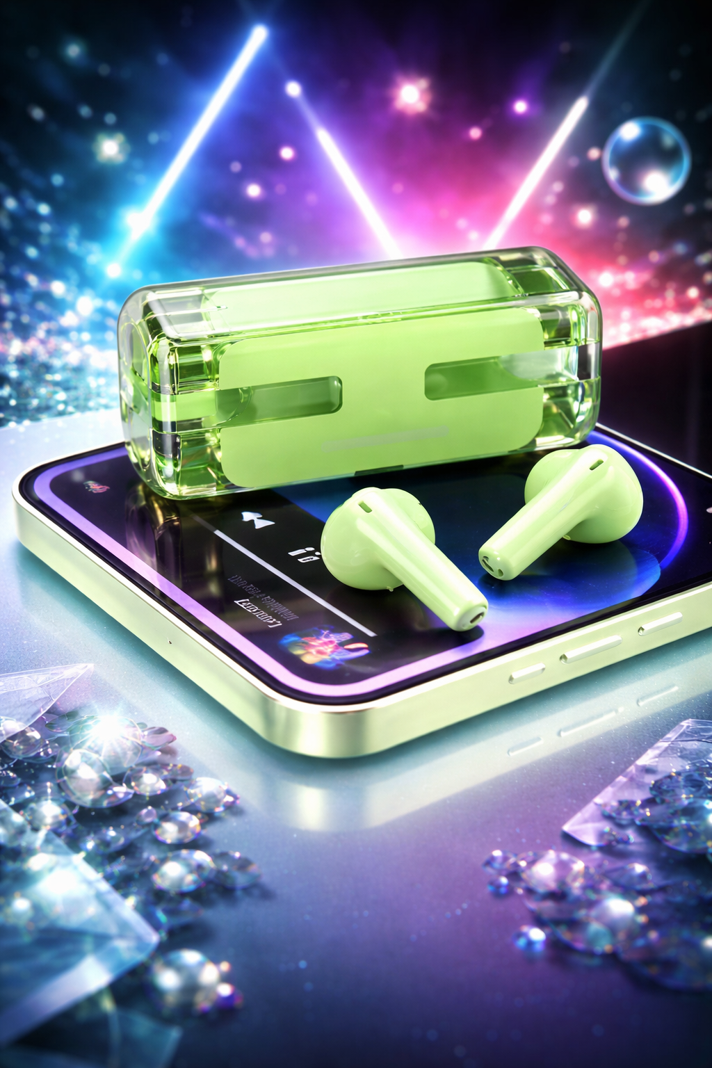 Monster AirMars XKT08 Green – Gaming Simsiz Bluetooth Qulaqlıq, ANC, TWS