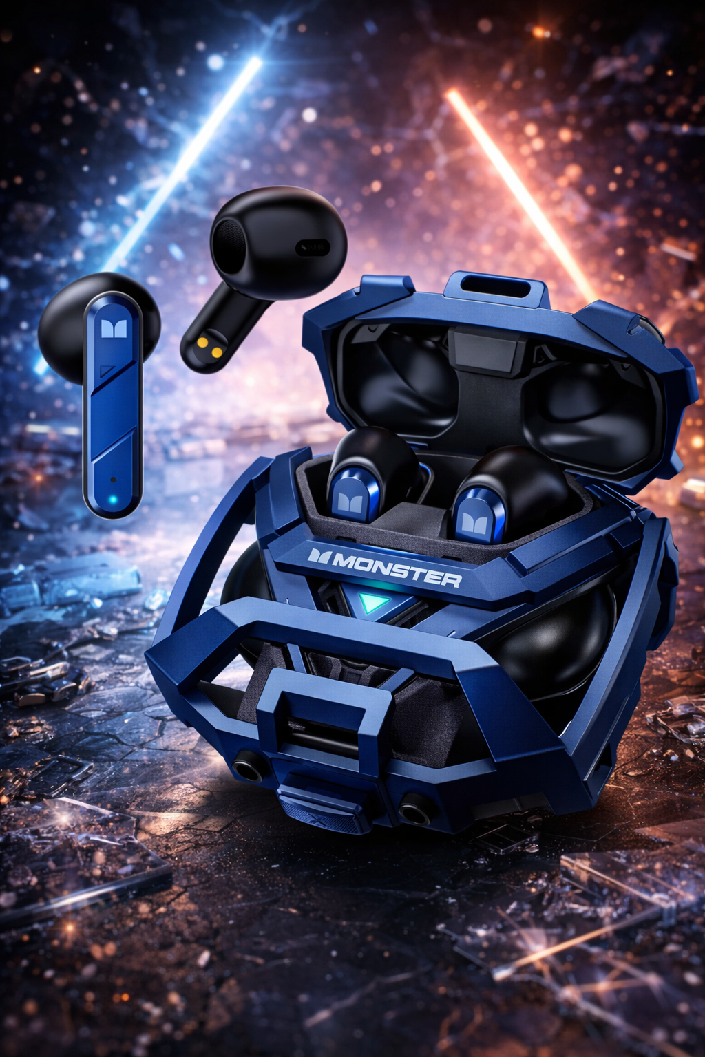 Monster AirMars XKT09 Blue – Gaming Simsiz Bluetooth Qulaqlıq, TWS, Hi-Fi Səs
