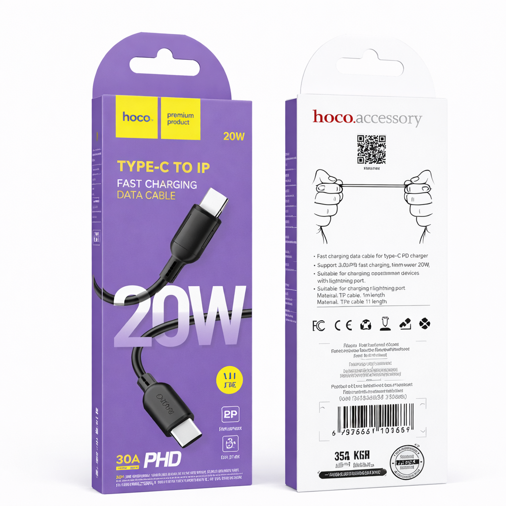 Hoco X96 Type-C to Type-C Kabel – 20W Fast Charge, Black