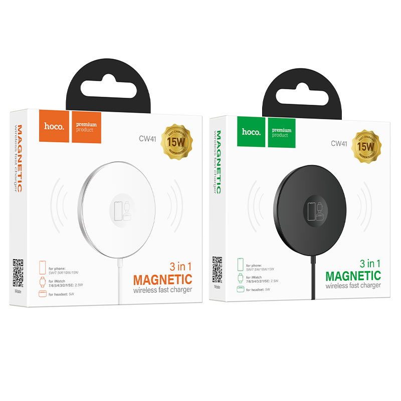 Hoco CW41 Delight 15W Magnetic Simsiz Şarj Cihazı (3-in-1)