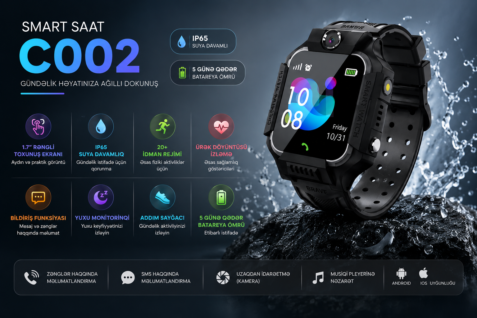 Smart saat Smart Berry C002 Black 