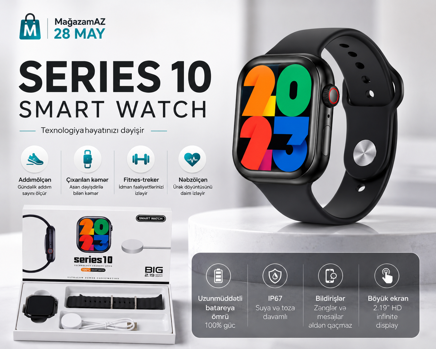 Series 10 Smart Watch Qara Ağıllı Saat