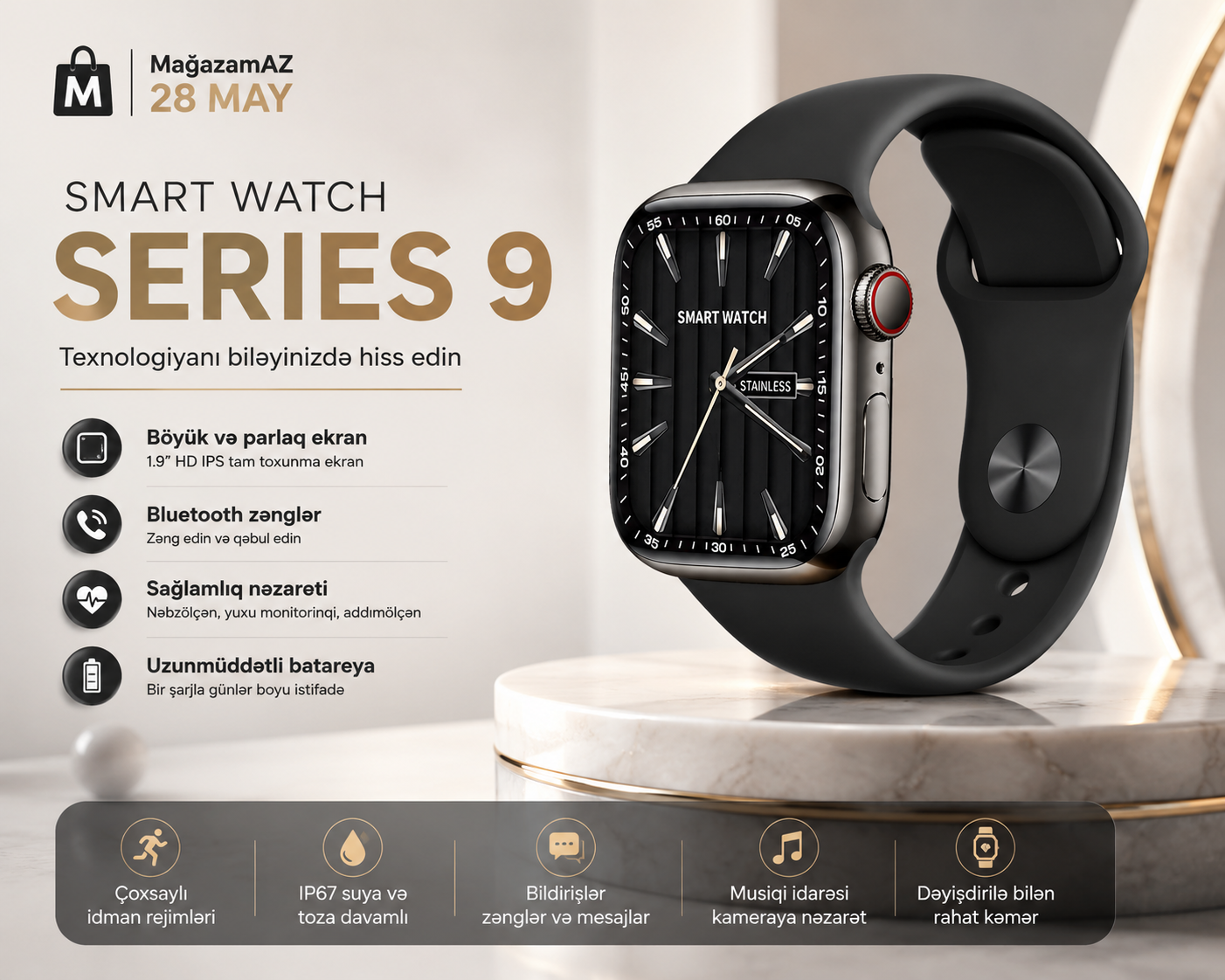 Smart saat Watch Series 9 Black