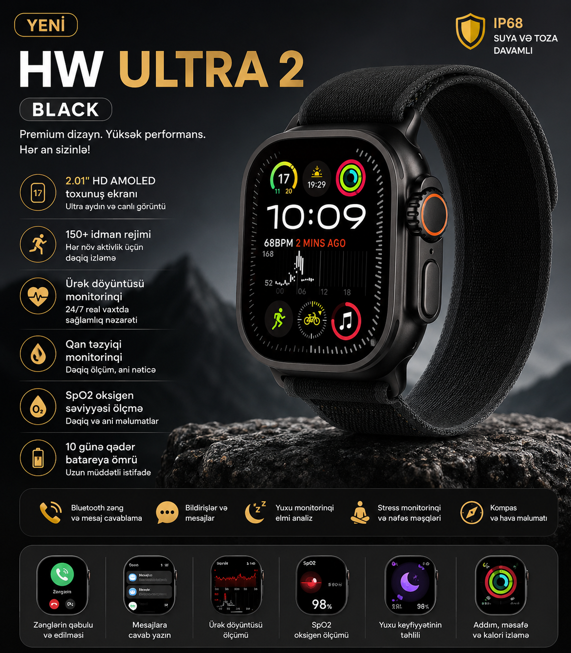 Smart saat HW Ultra 2 Black