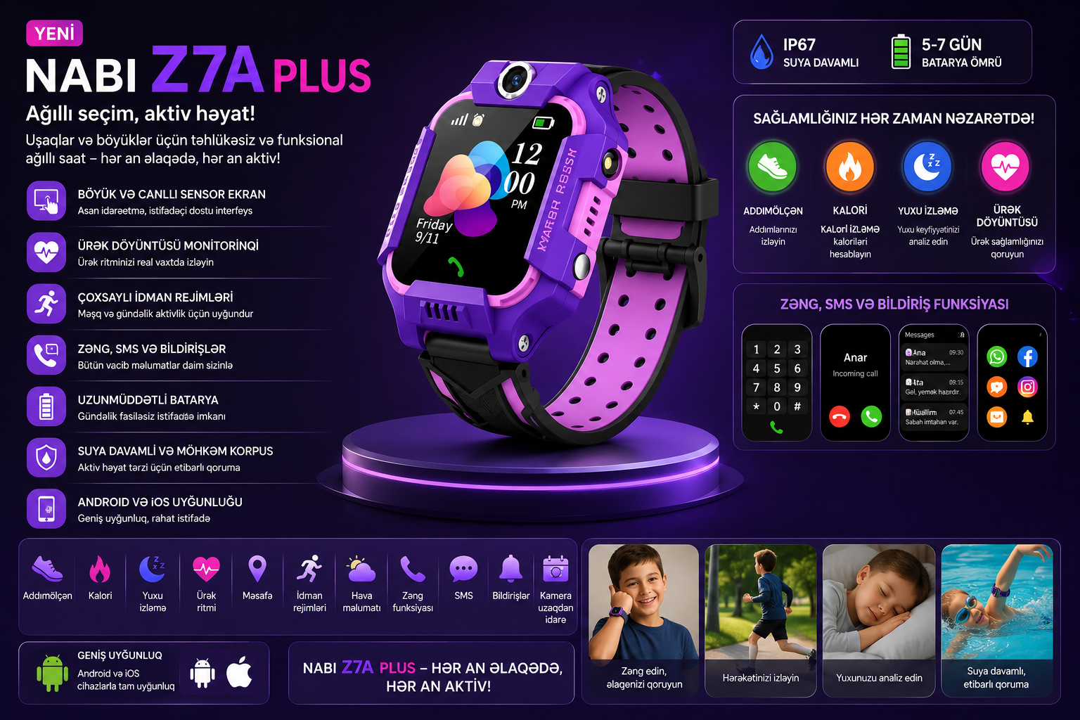 Smart saat Nabi Z7A Plus Purple