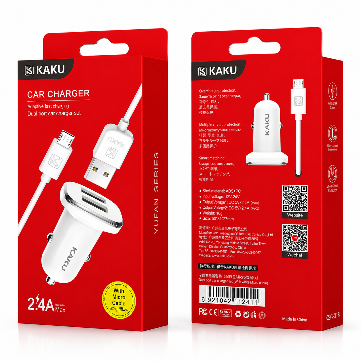 Kaku KSC-318 Car Charger – İki Port Sürətli Şarj