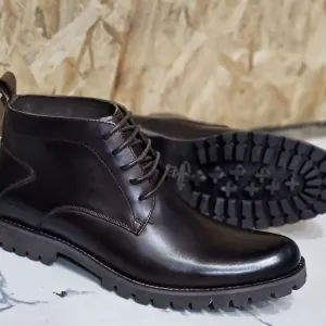 Premium Dark Brown Leather Ankle Boots
