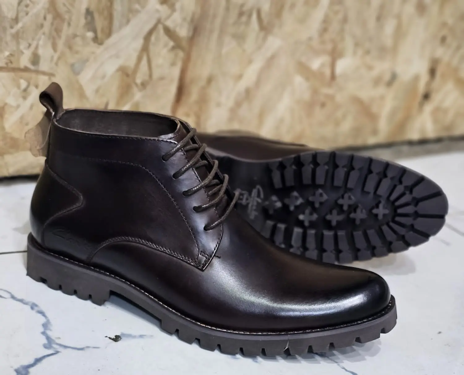 Premium Dark Brown Leather Ankle Boots - Color Black