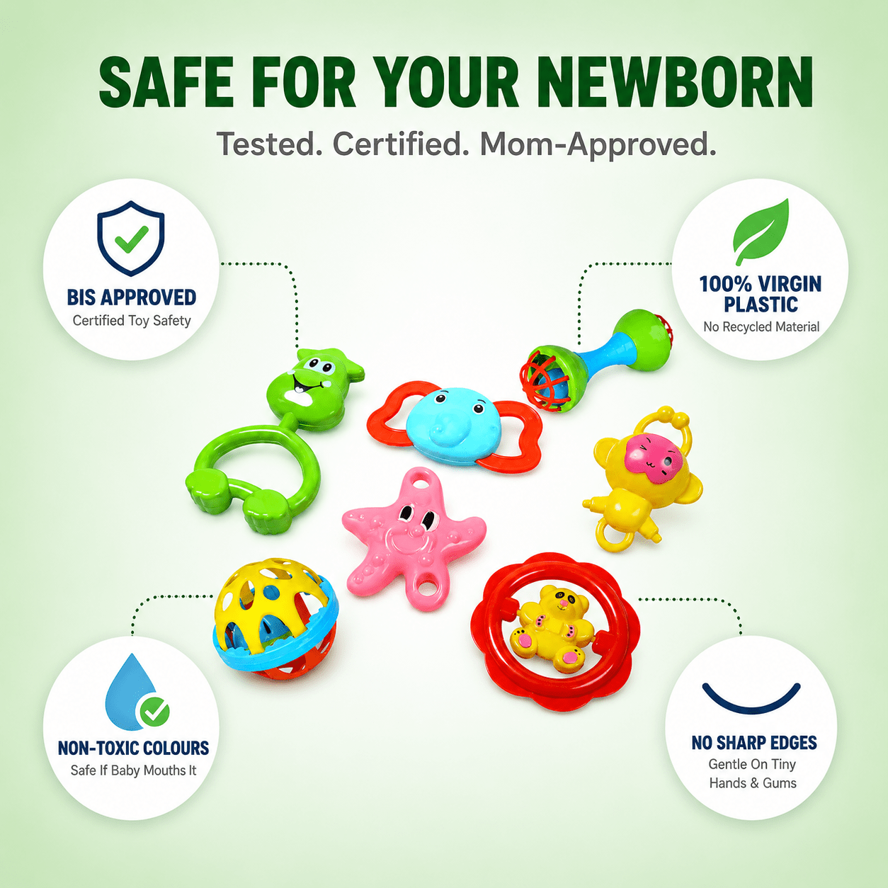 Kidroo 7 Pcs Rattle Set for New Born Baby with Teether Ball - image 2